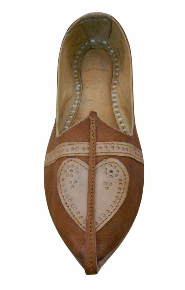 Men Shoes Traditional Genuine Indian khussa Leather Mojaries Handmade Flip-Flops Flat US 8