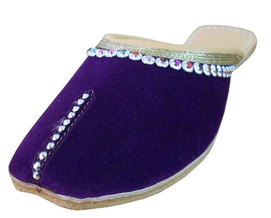 Women Slippers Indian Jutties Handmade Leather Women Purple Clogs Mojaries Flip-Flops Flat US 6-10